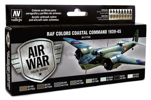 [VALLEJO 71148  ] VALLEJO 71148  Set de peinture RAF Coastal Command 1939 - 1945, 8 x 17 ml 