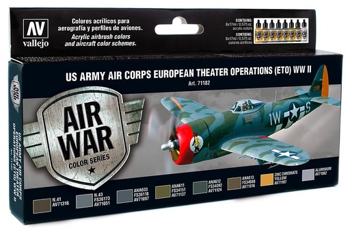[VALLEJO 71182  ] VALLEJO 71182  Set de peinture, USA avions WWII, 8 x 17 ml, opération ETO 