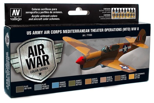 [VALLEJO 71183  ] VALLEJO 71183  Set de peinture, USA avions WWII, 8 x 17 ml, opération MTO 