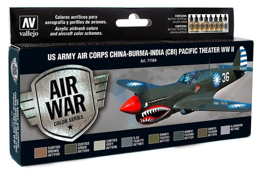 [VALLEJO 71184  ] VALLEJO 71184  Kit de peinture, avions USA WWII, 8 x 17 ml, opération CBI 