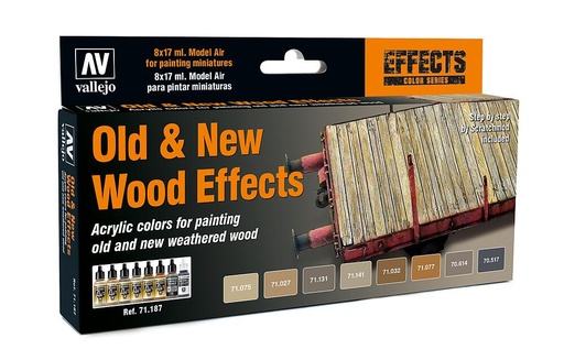 [VALLEJO 71187  ] VALLEJO 71187  Kit de peinture, effet bois ancien/nouveau, 8 x 17 ml 