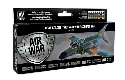[VALLEJO 71204  ] VALLEJO 71204  Set de couleurs, USAF guerre du Vietnam, schéma SEA 