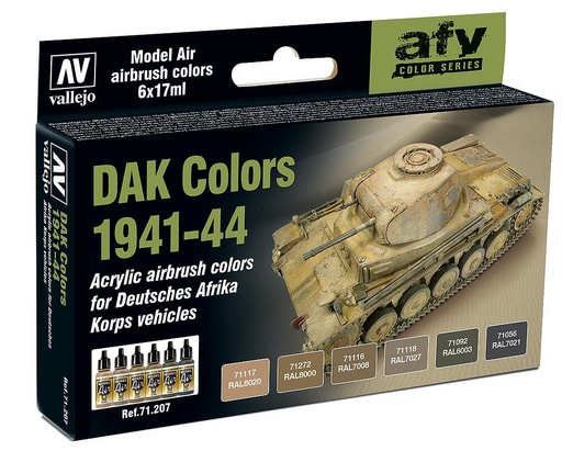 [VALLEJO 71207  ] VALLEJO 71207  Set de peinture, Deutsches Afrika Korps, 6 x 17 ml 