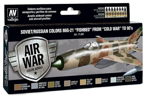 [VALLEJO 71607  ] VALLEJO 71607  Set de peinture, MiG-21 Fishbed, 8 x 17 ml 