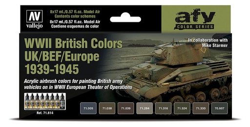 [VALLEJO 71614  ] VALLEJO 71614  Set de couleurs, couleurs britanniques, Europe, WWII 