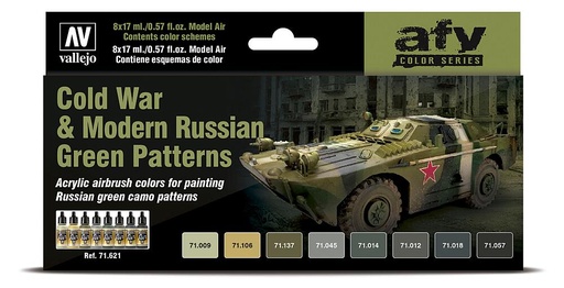 [VALLEJO 71621  ] VALLEJO 71621  Set de couleurs, Guerre froide à nos jours, motif vert russe 
