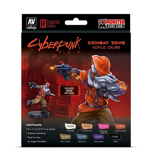 [VALLEJO 72307  ] VALLEJO 72307  Set de couleurs, Cyberpunk Combat Zone, Nemo 