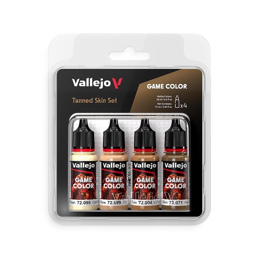 [VALLEJO 72380  ] VALLEJO 72380  Set de couleurs peau bronzée, 4x 18 ml 