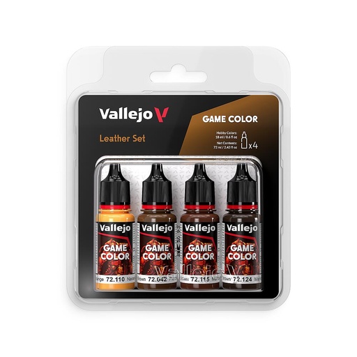[VALLEJO 72385  ] VALLEJO 72385  Set de couleurs cuir, 4x 18 ml 