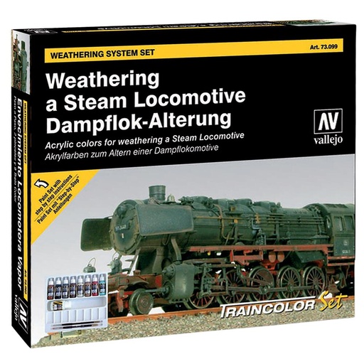 [VALLEJO 73099  ] VALLEJO 73099  Set de peinture, vieillissement d'une locomotive à vapeur, 9 x 17 ml 