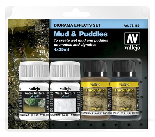 [VALLEJO 73189  ] VALLEJO 73189  Kit d'effets Boue et flaques d'eau 