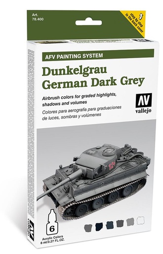 [VALLEJO 78400  ] VALLEJO 78400  Kit de coloration, gris foncé allemand, 6 x 8 ml 
