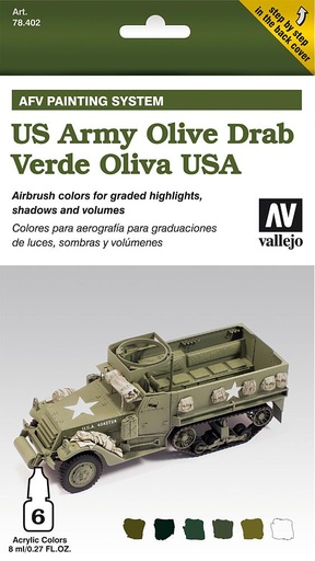 [VALLEJO 78402  ] VALLEJO 78402  Jeu de couleurs, US gris olive, 6 x 8 ml 