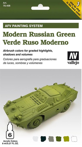 [VALLEJO 78408  ] VALLEJO 78408  Jeu de couleurs, Vert russe moderne, 6 x 8 ml 