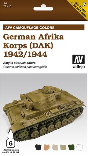 [VALLEJO 78410  ] VALLEJO 78410  Set de peinture, Deutsch Afrika-Korps 42/44, 6 x 8 ml 
