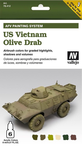 [VALLEJO 78412  ] VALLEJO 78412  Kit de coloration, US Vietnam gris olive, 6 x 8 ml 