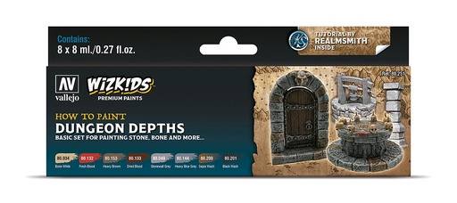 [VALLEJO 80251  ] VALLEJO 80251  Jeu de couleurs, WizKids Profondeur du donjon, 8 x 8 ml 