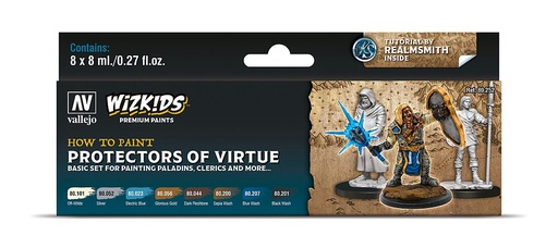 [VALLEJO 80252  ] VALLEJO 80252  Set de couleurs, WizKids Protecteur de la vertu, 8 x 8 ml 