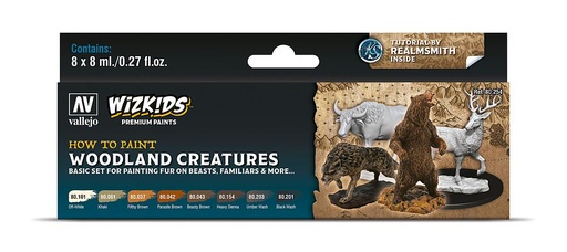 [VALLEJO 80254  ] VALLEJO 80254  Set de couleurs, WizKids Créatures de la forêt, 8 x 8 ml 
