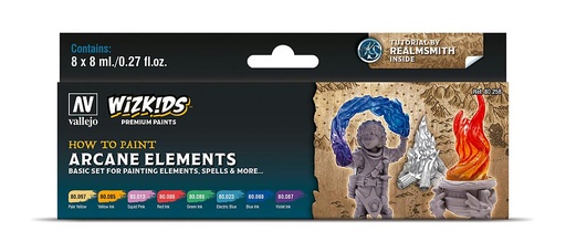 [VALLEJO 80258  ] VALLEJO 80258  Set de couleurs, éléments d'arcanes WizKids, 8 x 8 ml 