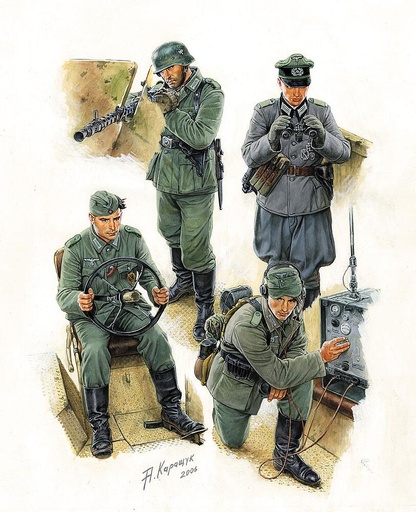 [ZVEZDA 3585  ] ZVEZDA 3585  1/35 équipage allemand pour véhicule semi-chenillé 