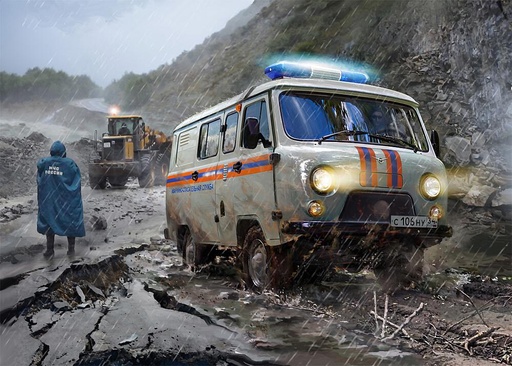 [ZVEZDA 43002  ] ZVEZDA 43002  1/43 UAZ 3909 Urgence 
