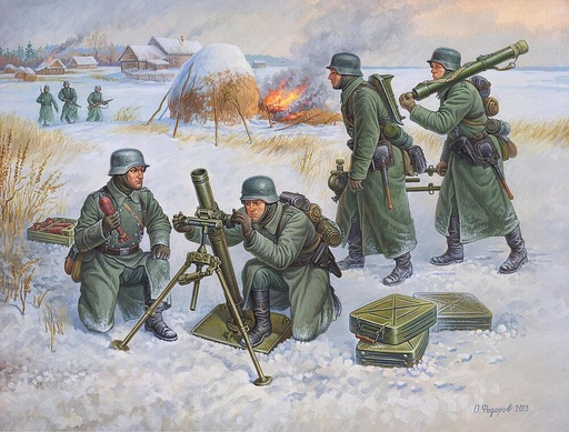 [ZVEZDA 6209  ] ZVEZDA 6209  1/72 Mortier allemand de 80 mm avec équipage, uniforme d'hiver 
