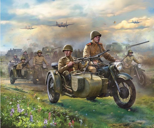 [ZVEZDA 6277  ] ZVEZDA 6277  1/72 M-72 Moto side-car avec équipage 