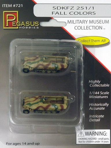 [PEGASUS PKPG0721  ] PEGASUS PKPG0721  1/144 SdKFZ 251/1, en couleur, modèle fini, 2 pièces 