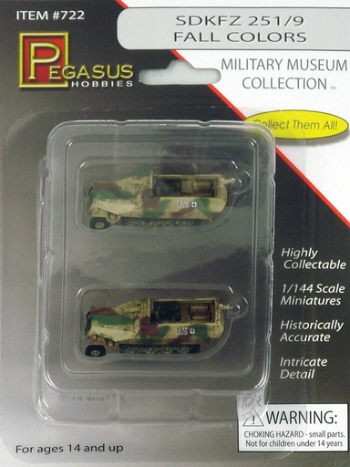 [PEGASUS PKPG0722  ] PEGASUS PKPG0722  1/144 SdKFZ 251/9, en couleur, modèle fini, 2 pièces 