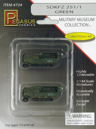 [PEGASUS PKPG0724  ] PEGASUS PKPG0724  1/144 SdKFZ 251/1, vert, modèle fini, 2 pièces 