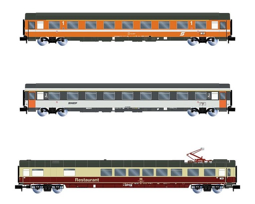 [ARNOLD HN4390  ] ARNOLD HN4390  1/160   ÖBB, Coffret de 3 voitures voyageurs, EuroCity Mozart 