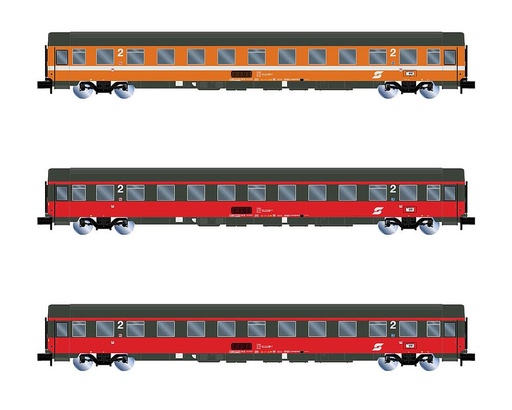 [ARNOLD HN4391  ] ARNOLD HN4391  1/160   ÖBB, EuroCity Mozart, 3 pièces, 2ème classe, orange/rouge 