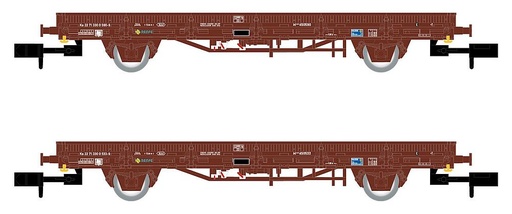 [ARNOLD HN6581  ] ARNOLD HN6581  1/160   RENFE, set de 2 pièces, 2 essieux. Wagon plat Ks, brun, chargé de sacs de tabac Tabacalera 