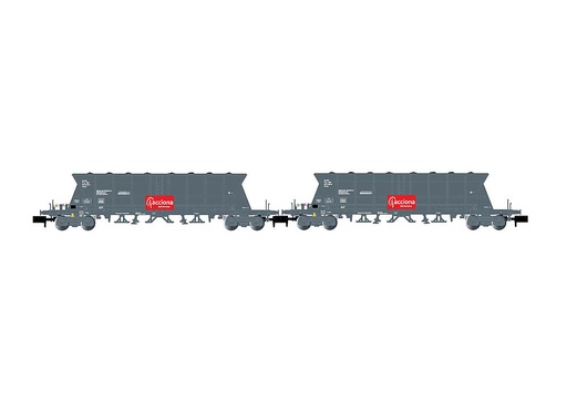 [ARNOLD HN6618  ] ARNOLD HN6618   N  ACCIONA, coffret de 2 wagons à 4 essieux. Wagon à déchargement automatique Faoos 