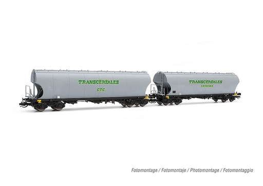 [ARNOLD HN9735  ] ARNOLD HN9735   TT  F-SOCO, 2 pièces, 4 essieux. Wagon à toit pivotant pour le transport de céréales 