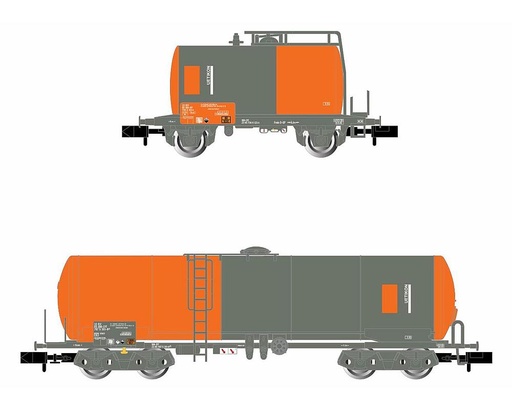 [ARNOLD HN6398  ] ARNOLD HN6398  1/160   CFF, Coffret de 2 wagons-citernes, rouge / gris, Uetikon 