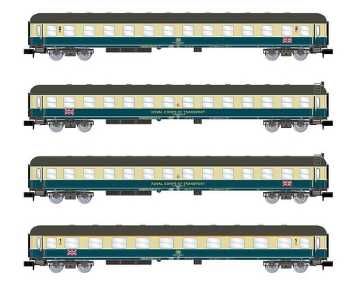 [ARNOLD HN4297  ] ARNOLD HN4297  1/160   RCT, coffret de 4 voitures de voyageurs, The Berliner, bleu océan/beige, British Army of the Rhine 