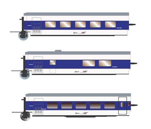 [ARNOLD HN4356  ] ARNOLD HN4356  1/160   SNCF/RENFE, coffret complémentaire de 3 pièces, Talgo, Francisco de Goya (Paris-Madrid), bleu/blanc 
