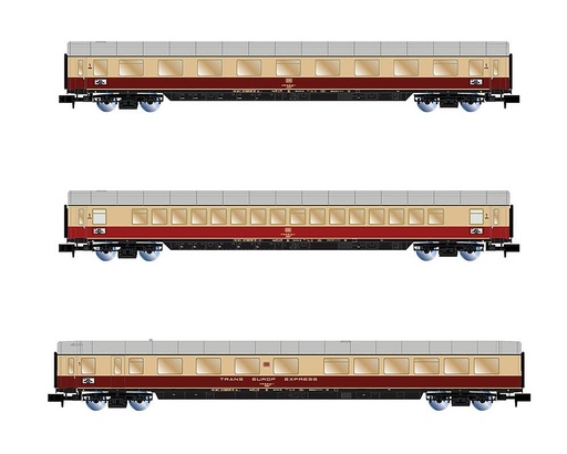 [ARNOLD HN4364  ] ARNOLD HN4364  1/160   DB, Coffret de 3 voitures voyageurs, TEE Bavaria, rouge/beige 
