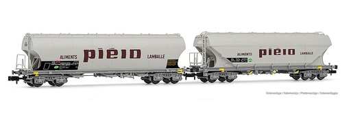 [ARNOLD HN6511  ] ARNOLD HN6511  1/160   SNCF, Coffret de 2 wagons à toit pivotant Uagpps, avec parois de silo bombées 