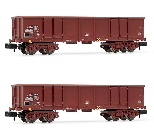 [ARNOLD HN6532  ] ARNOLD HN6532  1/160   DR, Coffret de 2 wagons de marchandises découverts à 4 essieux Eas, brun, chargés de ferraille 