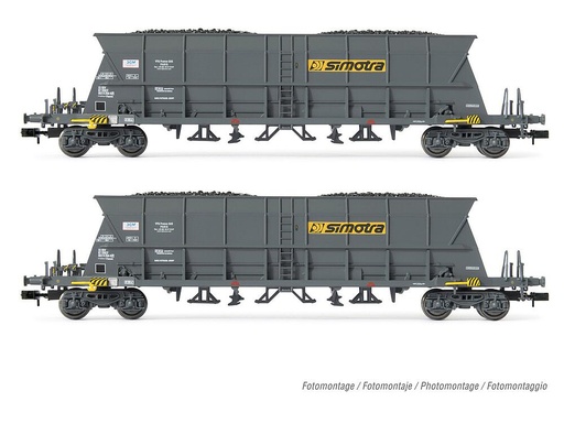 [ARNOLD HN6549  ] ARNOLD HN6549  1/160   SNCF, Coffret de 2 wagons à 4 essieux. Wagon à déchargement automatique Faoos pour le transport de charbon, Simotra 