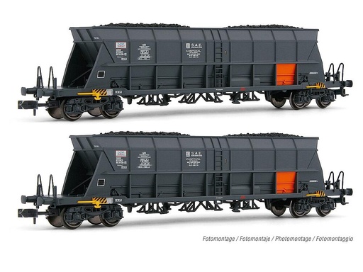 [ARNOLD HN6550  ] ARNOLD HN6550  1/160   SNCF, Coffret de 2 wagons à 4 essieux. Wagon à déchargement automatique Faoos, transport de charbon, Capcol/EDF 