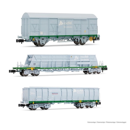 [ARNOLD HN6553  ] ARNOLD HN6553  1/160   ADIF, set de 3 wagons, Tren de contraste de bisculas 