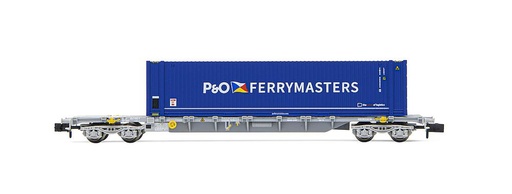 [ARNOLD HN6583  ] ARNOLD HN6583   N  SNCF, wagon de 60 conteneurs à 4 essieux Novatrans Sgss, gris, avec 45 conteneurs P&amp;O Ferrymaster 