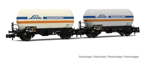 [ARNOLD HN6603  ] ARNOLD HN6603  1/160   DB, Coffret de 2 wagons à 2 essieux. Wagon-citerne à gaz Zgs, Linde 