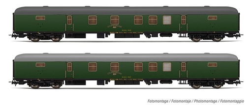 [ELECTROTREN HE4013  ] ELECTROTREN HE4013  1/87   RENFE, set de 2 chariots de poste DGDC-3000, vert olive 