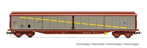 [ELECTROTREN HE6046  ] ELECTROTREN HE6046  1/87   RENFE, wagon à 4 essieux. Wagon à parois coulissantes JJPD, brun/argenté 