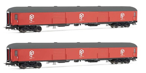 [ELECTROTREN HE4001  ] ELECTROTREN HE4001  1/87   RENFE, Coffret de 2 fourgons à bagages DD-8100, rouge, Paquexpres 